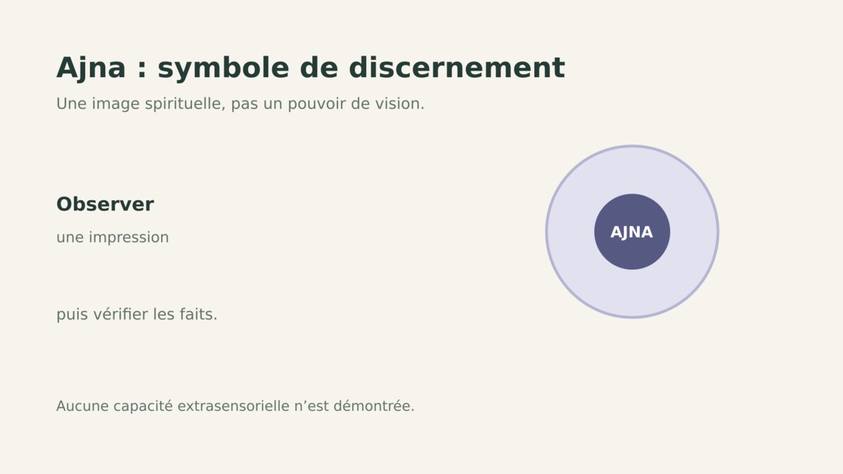 Ajna présenté comme un symbole de discernement, distinct d’un œil anatomique ou d’un pouvoir spécial.