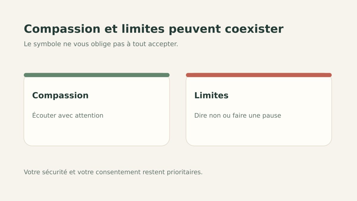Illustration montrant que compassion et limites personnelles peuvent coexister.