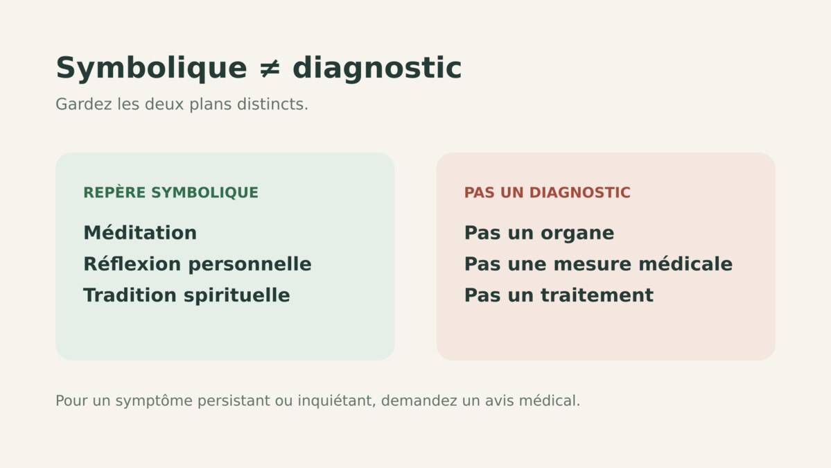 Infographie distinguant la symbolique des chakras d’un diagnostic médical.
