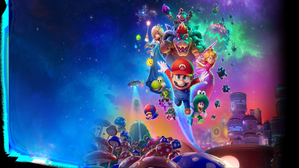 Mario, Luigi et leurs amis réunis dans le décor spatial coloré de The Super Mario Galaxy Movie