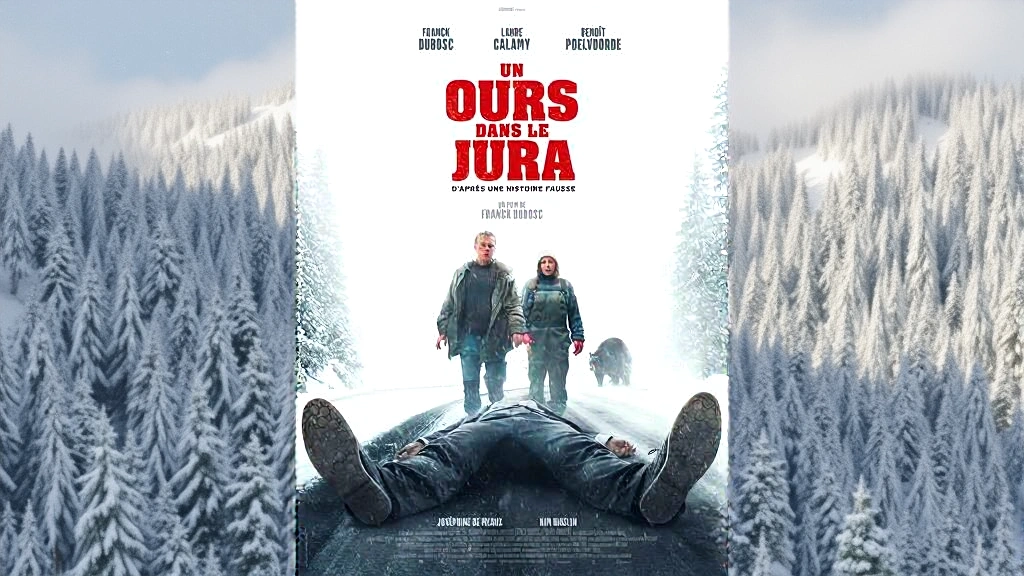 Affiche horizontale du film Un ours dans le Jura dans un paysage enneigé